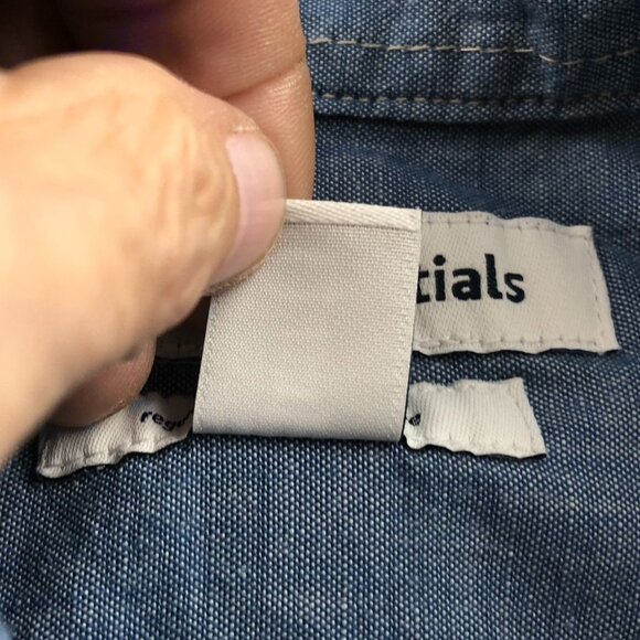 Essentials Mens Shirt Size XL Chambray Long Sleeve Button Up Casual Blue - Picture 7 of 12